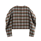 DAIIIBABYYY  -  Woman Autumn Fashion Vintage Woolen Jacket Plaid O-Neck Long Sleeves Buttons Double Breasted Female Chic Streetwear Style Coats