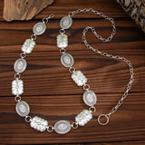 Daiiibabyyy  Hip Hop Metal Geometric Oval Waist Chain for Women Men Punk Silver Color Irregular Pattern Personality Body Chain Jewelry Gifts