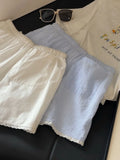 Daiiibabyyy  Summer Sweet Striped Print All Match Loose Casual  High Waist Straight Shorts