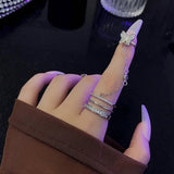 Daiiibabyyy 925 Sterling Silver Butterfly Ring Set for Women Girl Birthday Gift Zircon Three Layers Chain Jewelry Dropshipping