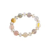 Daiiibabyyy  Temperament Colorful Clear Crystal Natural Stone Elastic Strand Bracelets for Women Real Gold Plated Copper Accessories