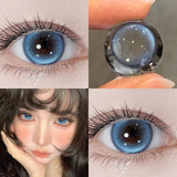 Daiiibabyyy    1 Pair Yearly Korean Lenses Popular Color Contact Lenses With Prescription Myopia Lenses  Halloween Lenses Cosplay Blue