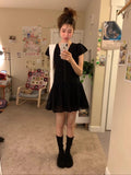 Daiiibabyyy  Retro Korean Sle ort Sve Hollow out Trim Button Slimming Casual Dr Unique SEI Girl Feeling High Waist Commute Dr