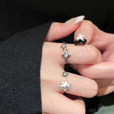 Daiiibabyyy  Sweet Ghost Cross Opening Rings for Women Unique Cute Finger Opening Adjustable Rings Couple Rings Fashion Jewelry Birthday Gift