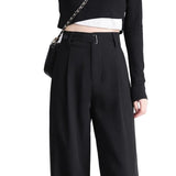 Daiiibabyyy  Black Suit Wide Leg Pants Women Fashion Solid Color High Waist Loose Trousers Office Ladies Silm Fit Streetwear Bottoms New