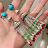 Daiiibabyyy  Crystal beaded niche light luxury temperament high-end earrings
