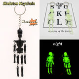 Daiiibabyyy  1pcs Creative Skull Shaking Skeleton Luminous Keychain Men and Women Key Ring Pendant Halloween Fashion Jewelry Gifts