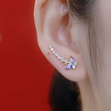 Daiiibabyyy  Exquisite Purple Zircon Butterfly Stud Earrings for Women Fashion Crystal Climb Ear Earrings Wedding Aesthetic Jewelry Gifts