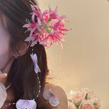 DAIIIBABYYY  -  Sweety Bohemia Hair Claw For Women Rhinestones Butterfly Flower Tassel Shark Gripper Summer Fairy Gauze Flower Hair Clip Hairpin