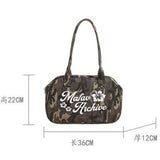 Daiiibabyyy  Women One Shoulder Underarm Bag With Camouflage Solid Color Letter Print Handbag Large Capacity Suitable For Commuting Shopping