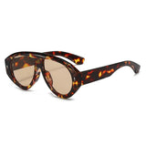 Daiiibabyyy  Fashion Retro Pilot Sunglasses for Women Leopard Blue Lens UV400 Shades Punk Trendy Frame Outdoor Sun Glasses for Men Women