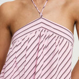 DAIIIBABYYY  -  Summer Hollow Out Backless Casual Dress New Fashion Sleeveless Lace Up Beach Dress Woman Elegant Stripe Print Halter Party Dress