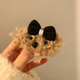 DAIIIBABYYY  -  Cute Plush Bow Dog Hair Clip Women's Winter bangs Side BB Clip Plush Hair Clip Children's Headwear Hair Accessories