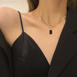 Daiiibabyyy Fashion Minimalist Black Rectangular Pendant Necklace Brand Design Clavicle Chain Choker Neckalce Jewelry Gift