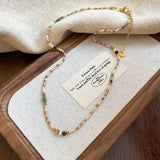 Daiiibabyyy  Crystal Stone Pearl Handmade Beadeds Chain Choker Necklace For Women Luxury Elegant Fashion Charm Aesthetic Jewelry Accessories