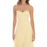 Daiiibabyyy  Casual Ladies Off Shoulder Solid Color Long Dress New 2025 Summer Suspender Party Dress Fashion Chest Wrap High Waist Cake Dress