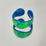 Daiiibabyyy  New Trend Geometric Wave Point Doughnut Rings Women's Hip Hop Fashion Jewelry Handmade Epoxy Resin Accessories