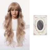 Daiiibabyyy  28 Inch Long Wavy Synthetic Wig Heat Resistant Cosplay Hair Wavy Wigs for cosplay with Bangs Natural  Hair For Women Daily Use