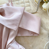 DAIIIBABYYY  -  Elegant Sleeveless Vintage Butterfly Bow Sexy Off Shoulder Satin Slim A-line Straps Dresses Birthday Party High Street Clothing