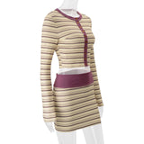 Daiiibabyyy  Women Striped 2 Piece Outfit Long Sleeve Button Cropped Top High Waist Mini Bodycon Skirt Set Y2K Casual Matching Suit Streetwea