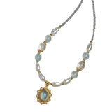 Daiiibabyyy  Trendy Blue Stone Zicron Freshwater Pearl Beads Necklace for Women New Trend Handmade DIY Necklaces Jewelry Gift