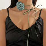 Daiiibabyyy Gothic Elegant Rose Flower Clavicle Chain Necklace for Women Adjustable Sexy Choker Mariage Jewelry Gift Y2K Fashion Accessories