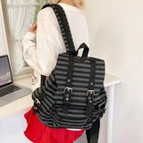 Daiiibabyyy  Retro Y2k Casual Striped College Backpack Korean Style School Bag Large Capacity Versatile Bookbags Leisure Kpop Girls Women Bag