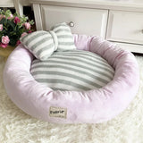 DAIIIBABYYY  -  Cat Dog Bed House Basket with Bowknot Pillow Sleeping Bag Pet Bed Puppy Cushion Mat Cat Supplies Camas Para Perro Hundebett