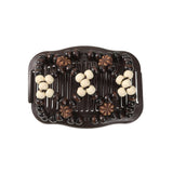 Daiiibabyyy  Wooden Bead Magic Hair Comb Elastic Rope Disc Hair Clip Quick Bun Maker for Women Vintage Hair Styling Tool
