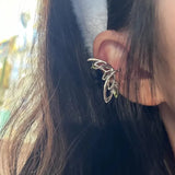 Daiiibabyyy Butterfly Wings Elf Ear Cuff Non-piercing Earring Women Girls Fashion Design Green Zircon Fairy Exquisite Ear Clip Jewelry