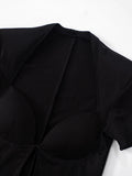DAIIIBABYYY  -  Sexy Solid Spliced Button Slimming Jumpsuits for Women V Neck Short Sleeve High Waist  Hollow Out Chic Jumpsuits Female New