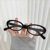 Daiiibabyyy Korean Fashion Anti Blue Light Glasses Women Vintage Small Oval Frame Eye Protection Plain Glasses Cute Decorative Eyewear