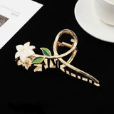Daiiibabyyy New Women Metal Hair Claw Elegant Gold Flowers Hair Clips Barrette Crab Headband Ponytail Clip Headwear hair accessories tiara