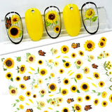 Daiiibabyyy 1pcs 3D Sunflower Nail Stickers Rose Florals Water Transfer Decals Nail Art Sliders Decorations Manicure Wraps Accessories