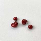 Daiiibabyyy  Vintage Red Heart Pearl Multi Wearing Stud Earrings Girl Autumn/Winter Niche Fashion Jewelry Women Festival Gifts