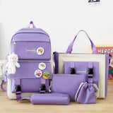 Daiiibabyyy  4Pcs/Set Large Capacity 4 in 1 Backpack Breathable Casual School Bag Multifunction School Rucksack College Backpack Teenage
