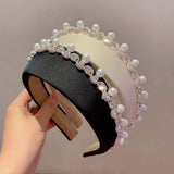 Daiiibabyyy  Headwear Irregular Wide Hairband Rhinestone Waterproof Pearls Sponge Headband Sparkling Gorgeous Rhinestone Korean Hair Hoop