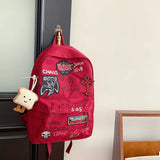 Daiiibabyyy  Gothic Rock Backpack For Men And Women Large Capacity Canvas Casual Backpack With Metal & Patchwork Accents for Daily Use