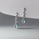 Daiiibabyyy  Light Luxury Blue Water Drop Zircon Hoop Earring for Women Exquisite Y2K Party Jewelry Accessories