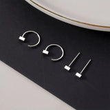 Daiiibabyyy  4Pcs/Set Silver Color Zircon Round Hoop Earrings for Women Exquisite Simple Metal Small Circle Huggie Earrings Jewelry Gifts