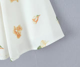 Daiiibabyyy  Retro White Flower Bow Ruched Chest Lace Slash Collar Satin Mini Dress Women Short Puff Sleeve Low Waist Swing Dresses Robe