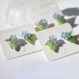 Daiiibabyyy  Forget-me-not Blue White Gradient Flower Stud Earrings Sweet Temperament Earring Jewelry For Lady and Girls Holiday Gifts