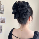 Daiiibabyyy Sweet Mesh Tulle Big Bow Hair Claw Clips for Women Girls White Black Bowknot Hair Clamp Ponytail Hairpin Headdress Accessories