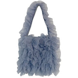 Daiiibabyyy  Nice Bag Sweet Girlish Style Lace Pleated Bag Lace Hand Held Underarm Single Shoulder Bag Kawaii Crossbody Bags White Small Bag