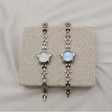 Daiiibabyyy  New Y2K Pocket Watch Charm Bracelets Zinc Alloy Adjustable Chain Clock Pendant Star Shape Charm Bag Decoration Women