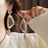 Daiiibabyyy  Vintage Irregular Earrings for Women Silver Needle Oval Tassel Drop Earring Light Luxury High-end Retro Jewelry Gifts