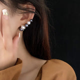 Daiiibabyyy  Creative Gray White Pearl Caterpillar Shaped Crescent Earrings Women Temperament Cool Earring Jewelry Gifts
