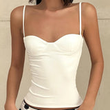 Daiiibabyyy  Women Sexy Slim Fit Camisole With Waist Cinched Solid Color Vest Top Summer Street Fashion Trend Casual And Comfortable Vacation