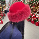Daiiibabyyy  Christmas Red Fluffy Fur Bucket Hats women Thick Plush Winter Hat Imitation Mink Fur Christmas Hat Windproof Warm Panama Caps