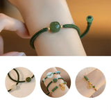 Daiiibabyyy Green Color Fake Hetian Jade for Women Man Adjustable Cord Jewelry Happiness Peaceful Girls Gifts Dropshipping